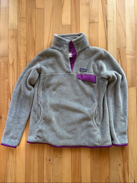 Patagonia Jackets & Blazers - Patagonia Gray Fleece Jacket with Purple Trim